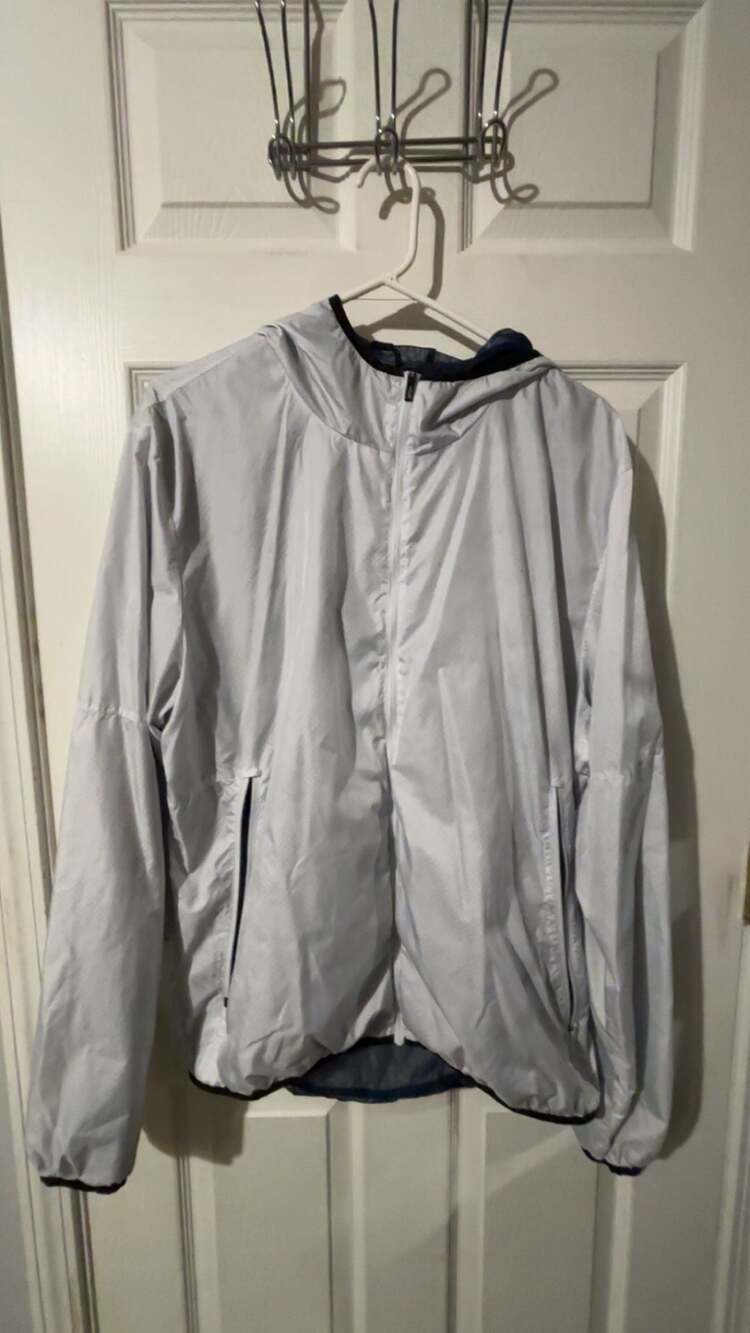 Adidas Climalite Mesh Lined Hooded Windbreaker Jacket Light Grey XL